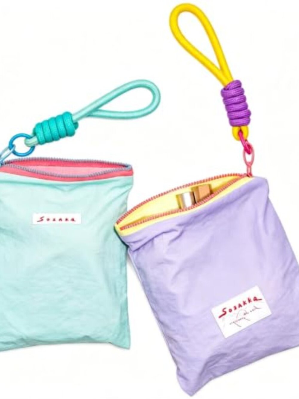 2 Pack Small Zipper Cosmetic Bags Travel Toiletry Pouches with Lanyard